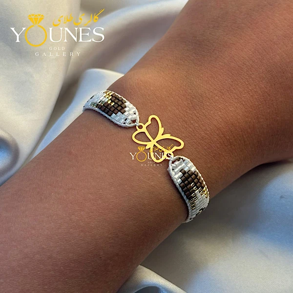 دستبند میوکی پروانه لیزری طلا